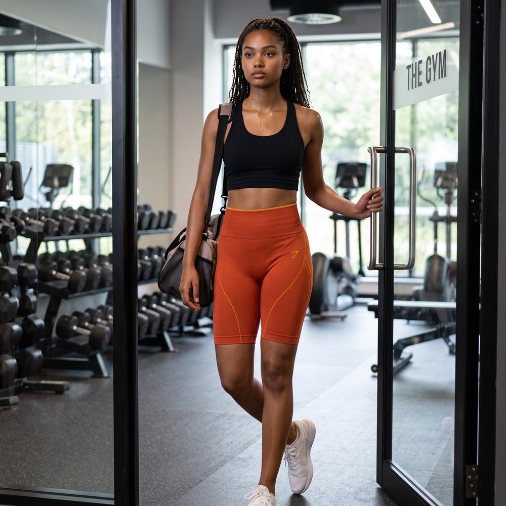 Gymshark Apex Seamless Cycling Shorts Orange High Waisted Small